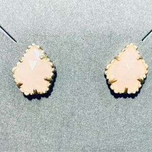Kendra Scott Rose Quartz and Gold Teardrop Earrings